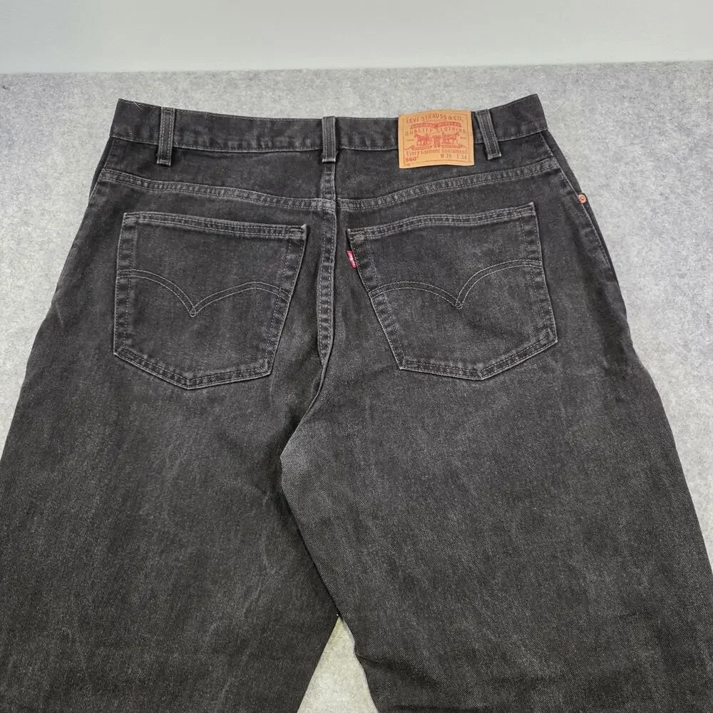 Vintage 90s‎ Levis 560 Jeans Mens 38x34 Black Denim Loose Fit Tapered Made USA